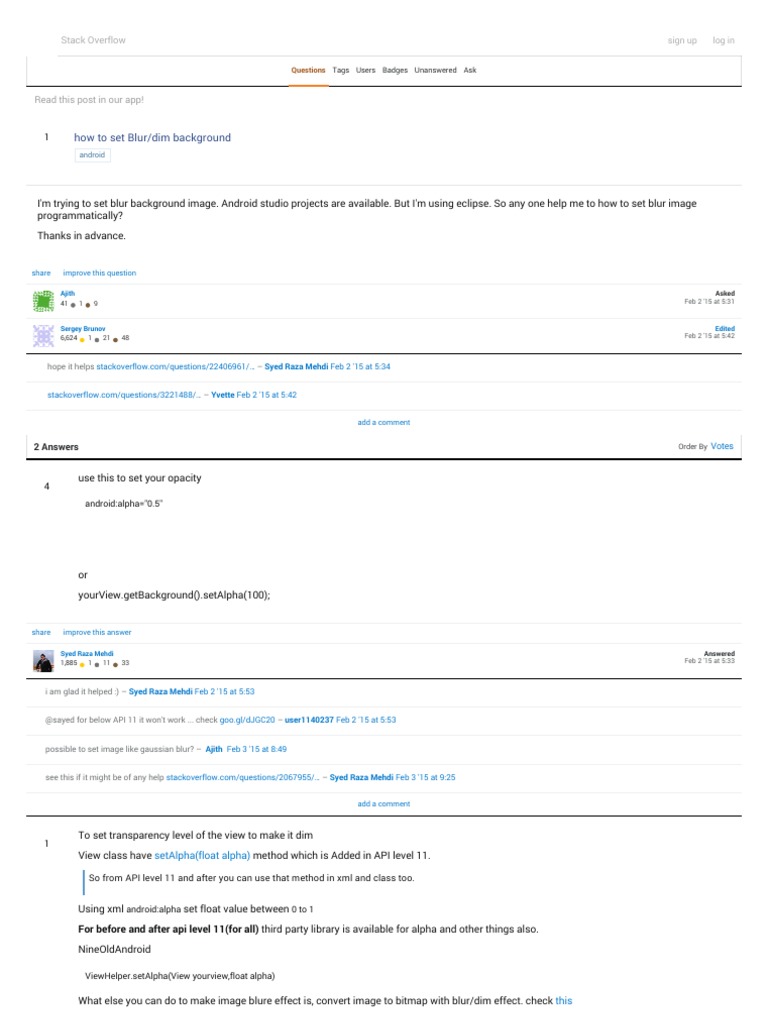 Android Blur Background Guide | PDF | Android (Operating System ...