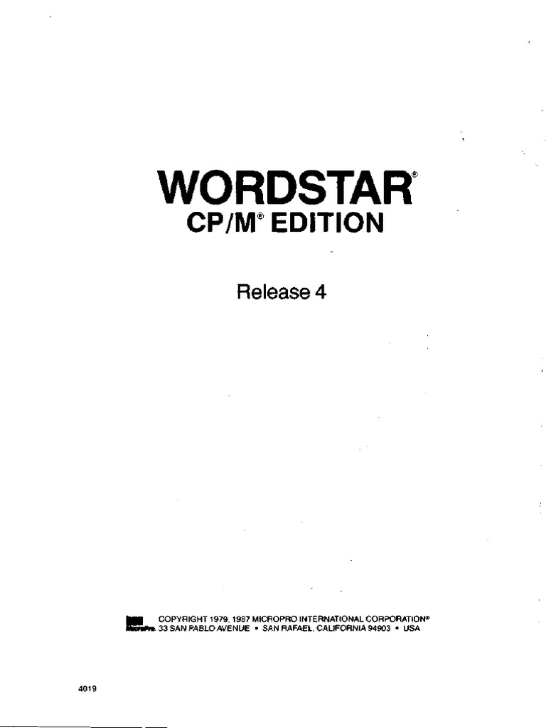 Wordstar Manual | Word Processor | Computer Keyboard