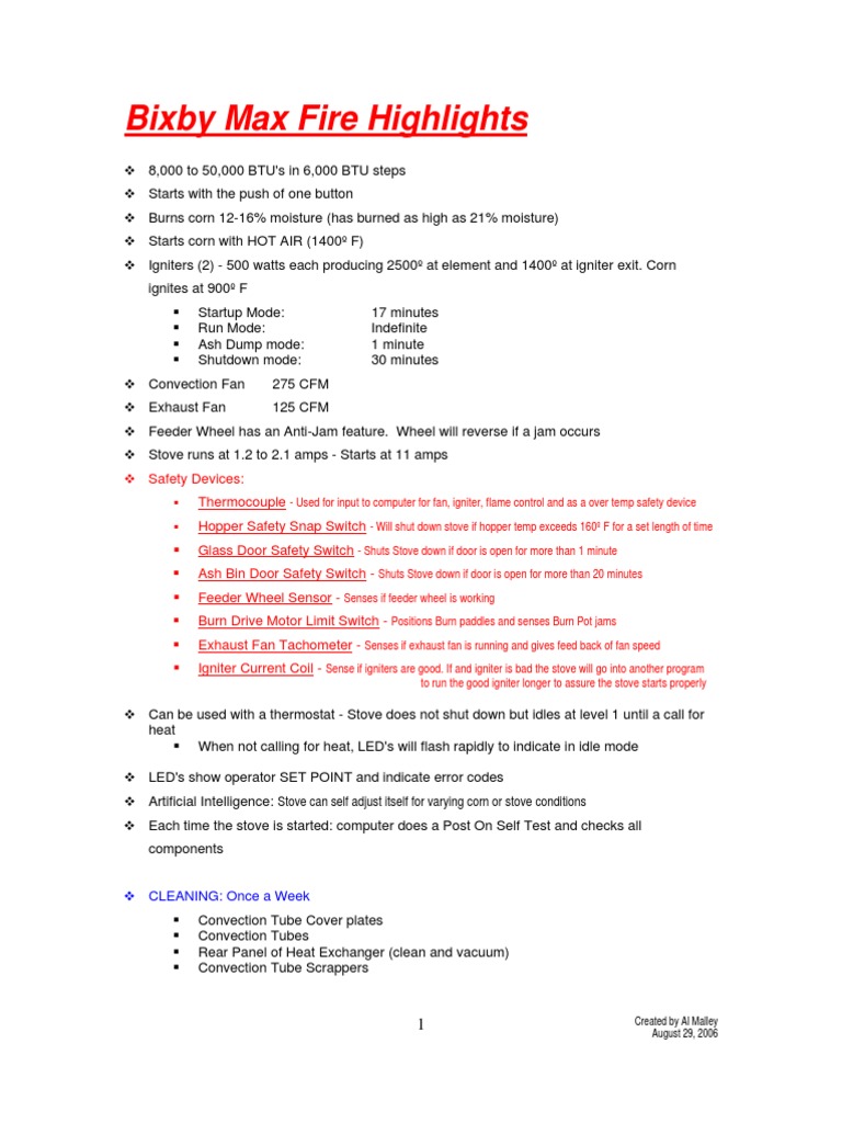 Bixby MaxFire Highlights | PDF | Stove | Thermocouple
