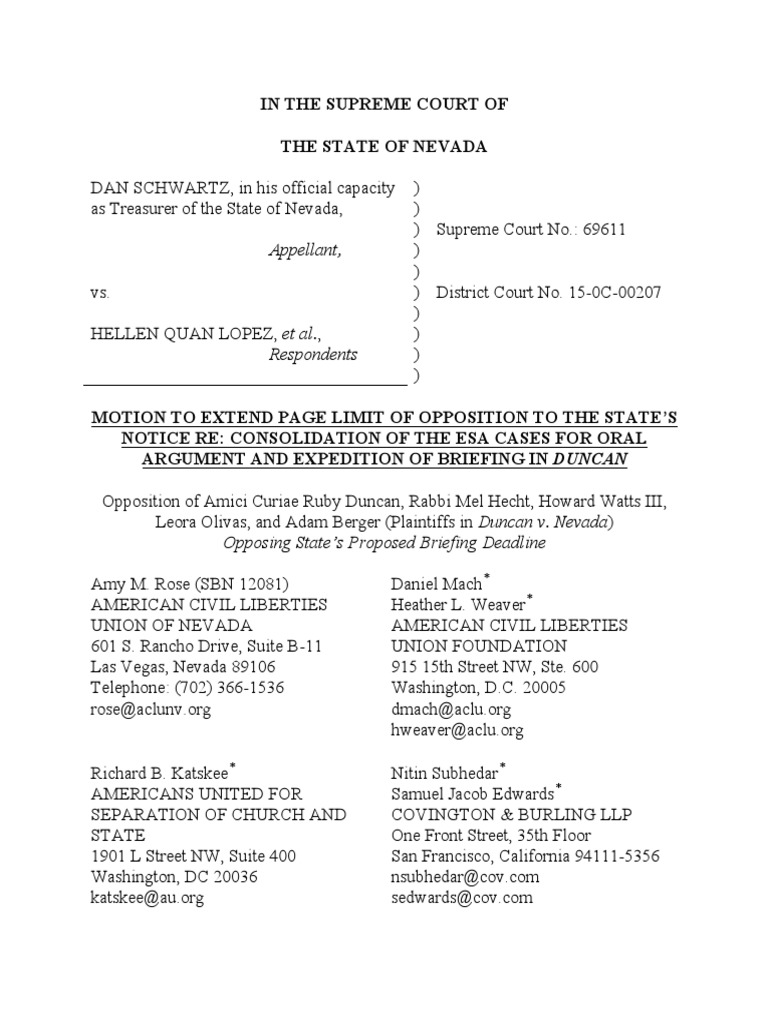 Motion to Extend Page Limit in Duncan Case | PDF | Brief (Law) | Appeal