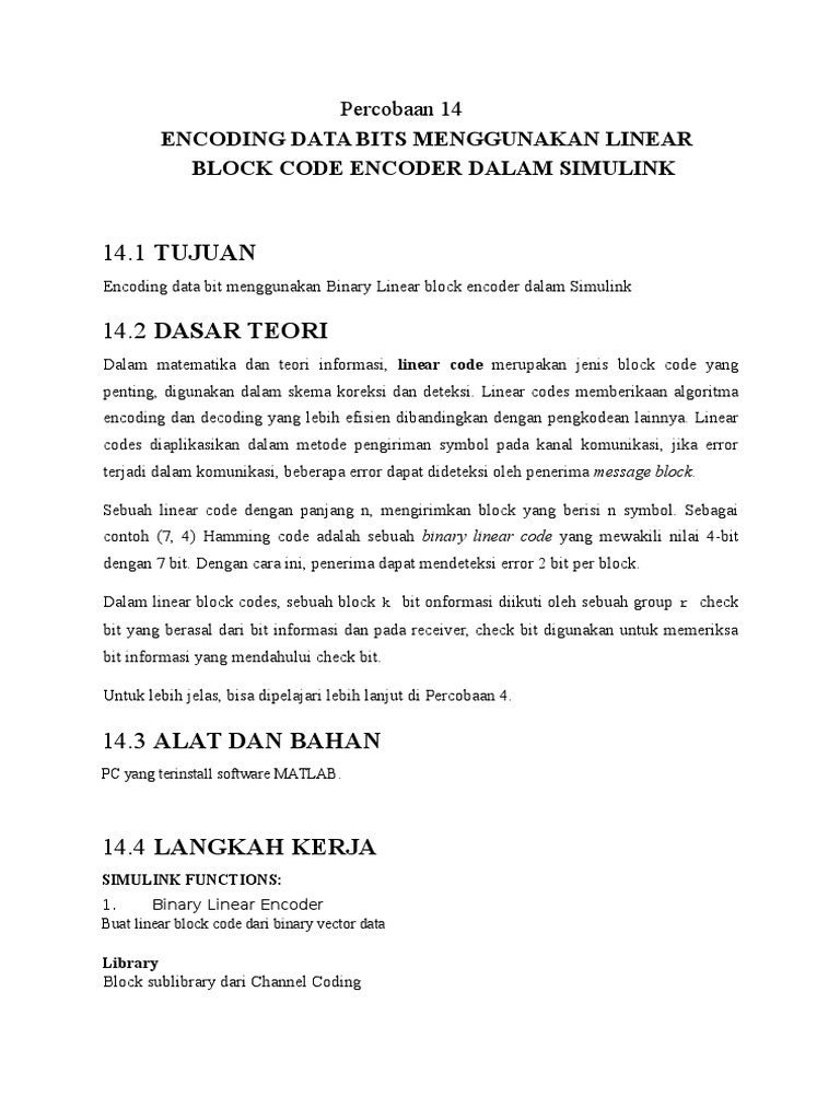Encoding Data dengan Linear Block Code | PDF
