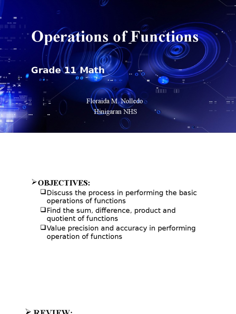 Operations on Functions for Grade 11 | PDF | Teaching Methods & Materials