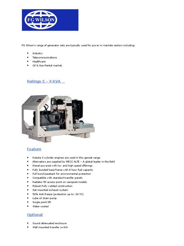 FG Wilson | PDF | Engines | Instrumentation