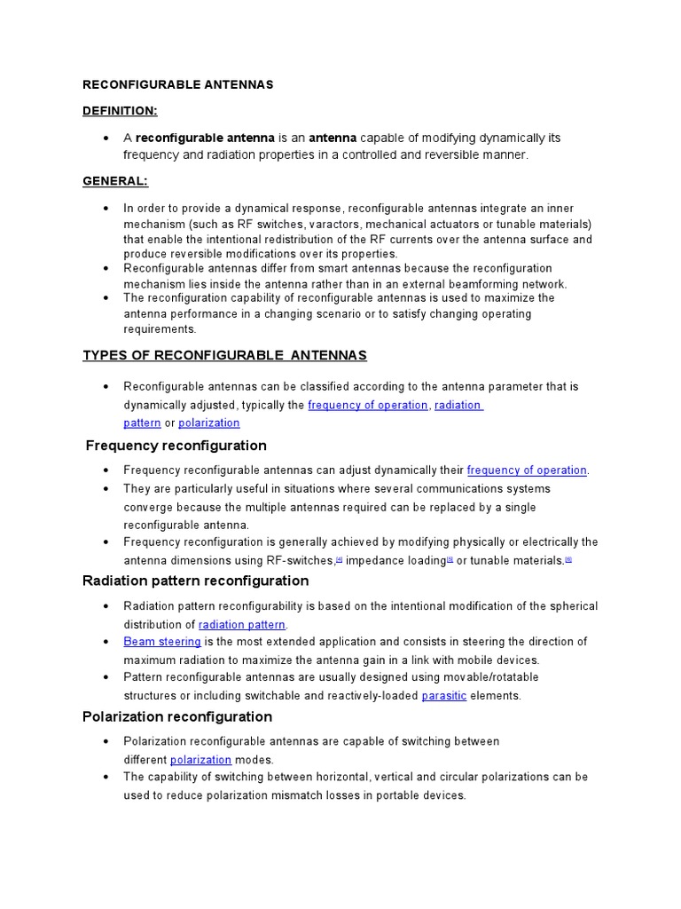 Polarization Reconfigurable Antennas | PDF | Antenna (Radio ...