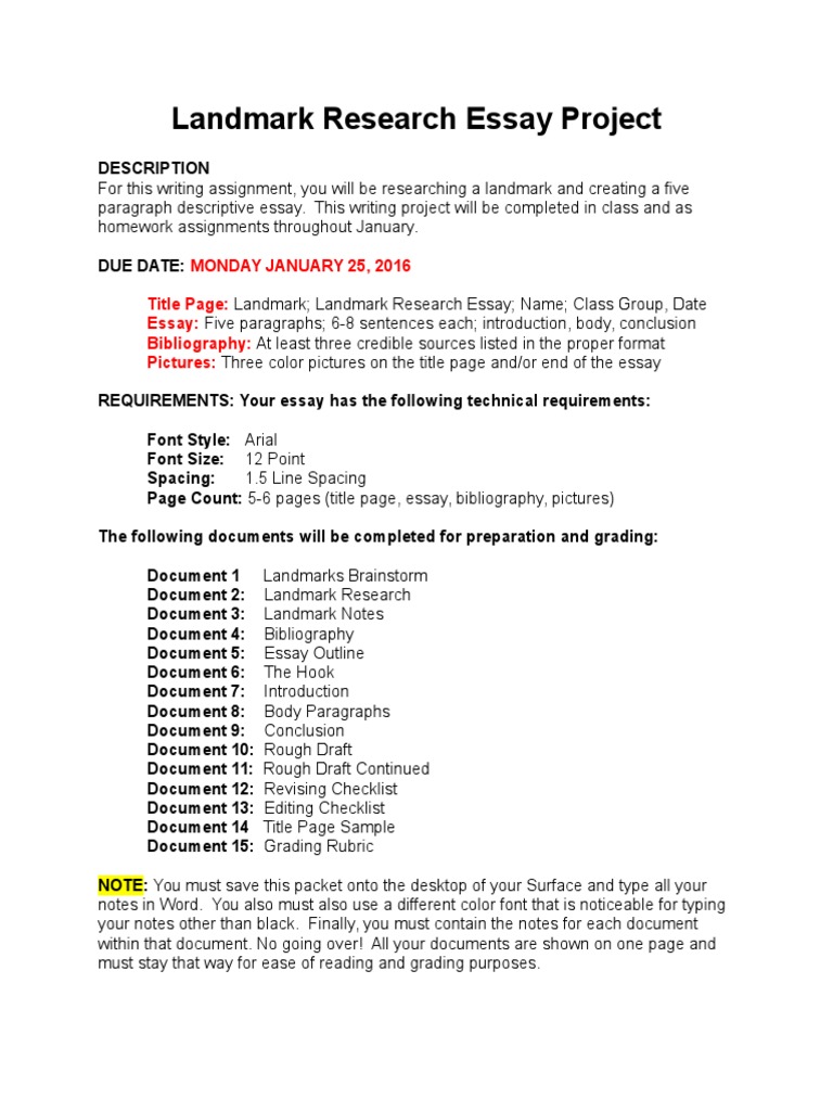 4_Landmark Research Essay Project Essays Paragraph Free 30day