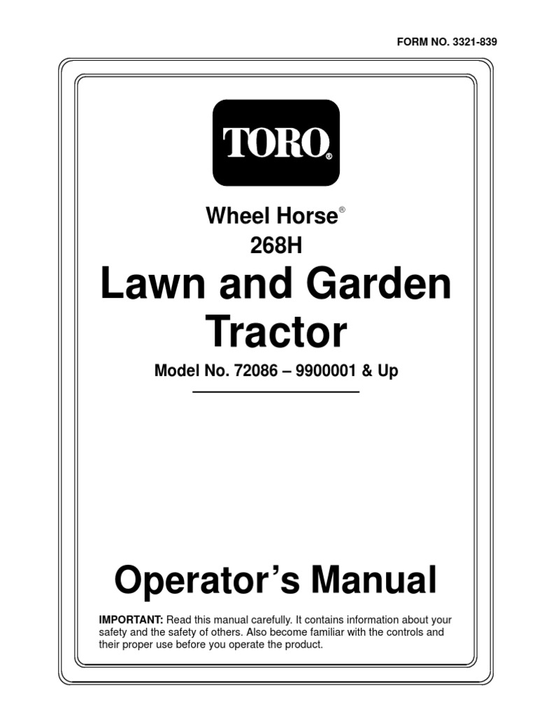 Toro wheel horse d-200 series service manual download manuals &a.