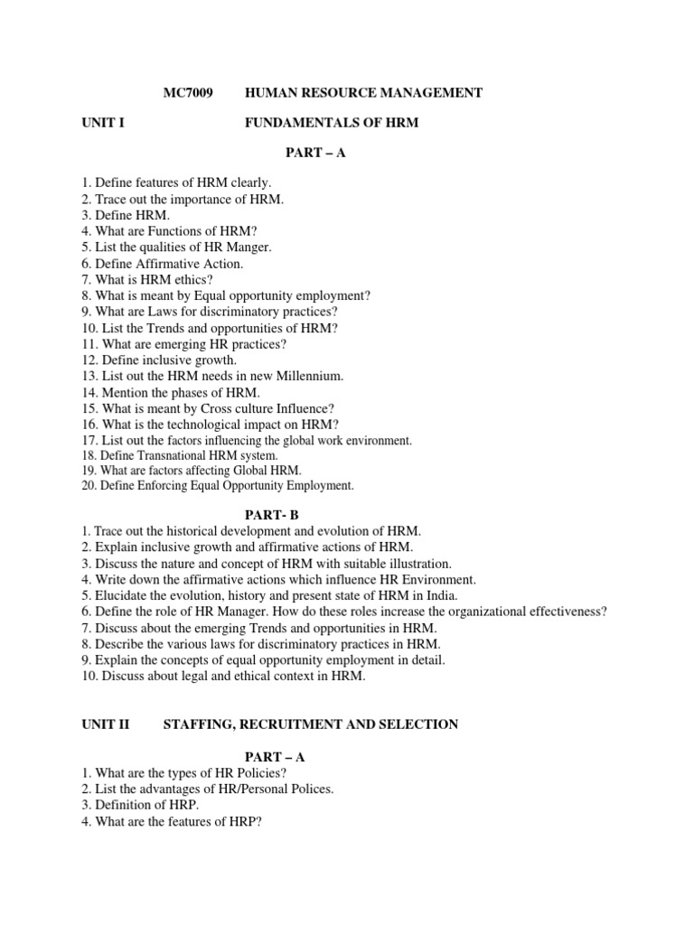 MC7009-Human Resource Management PDF | PDF | Performance Appraisal ...