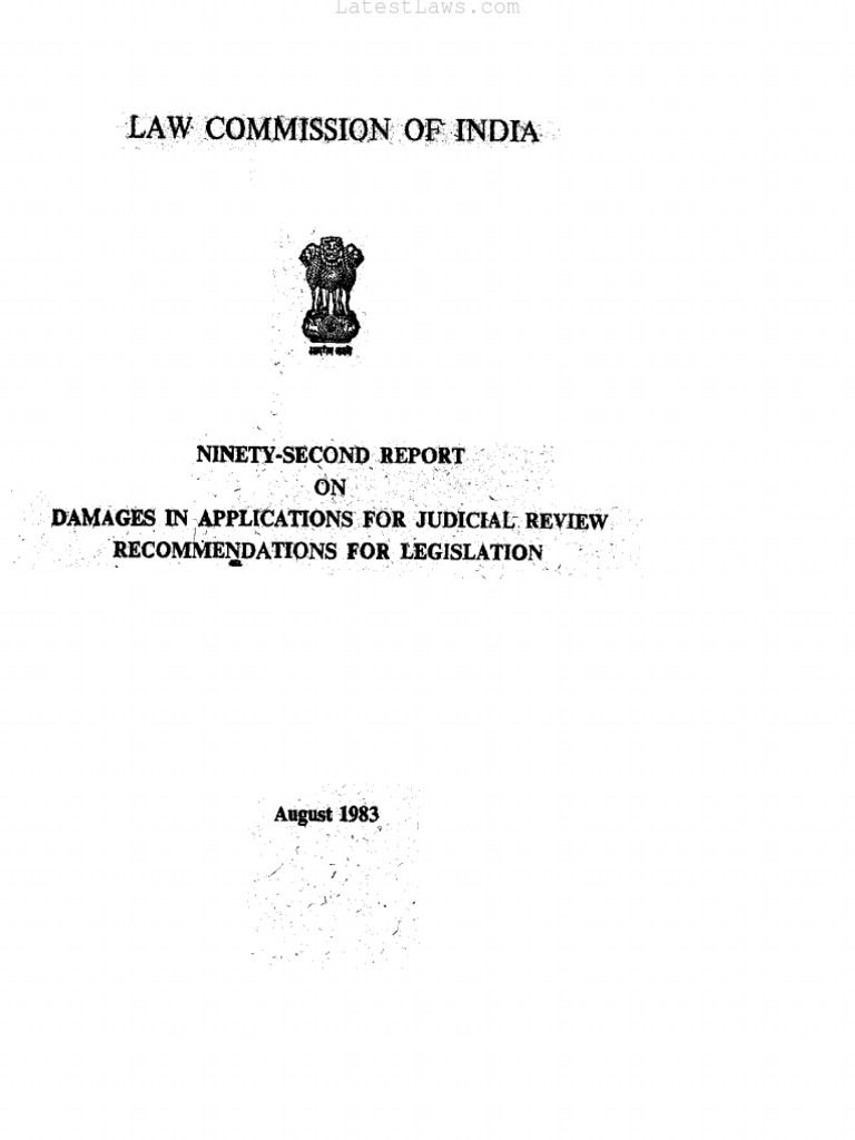 Law Commission Report No. 92 Damages in Applications for Judicial Review