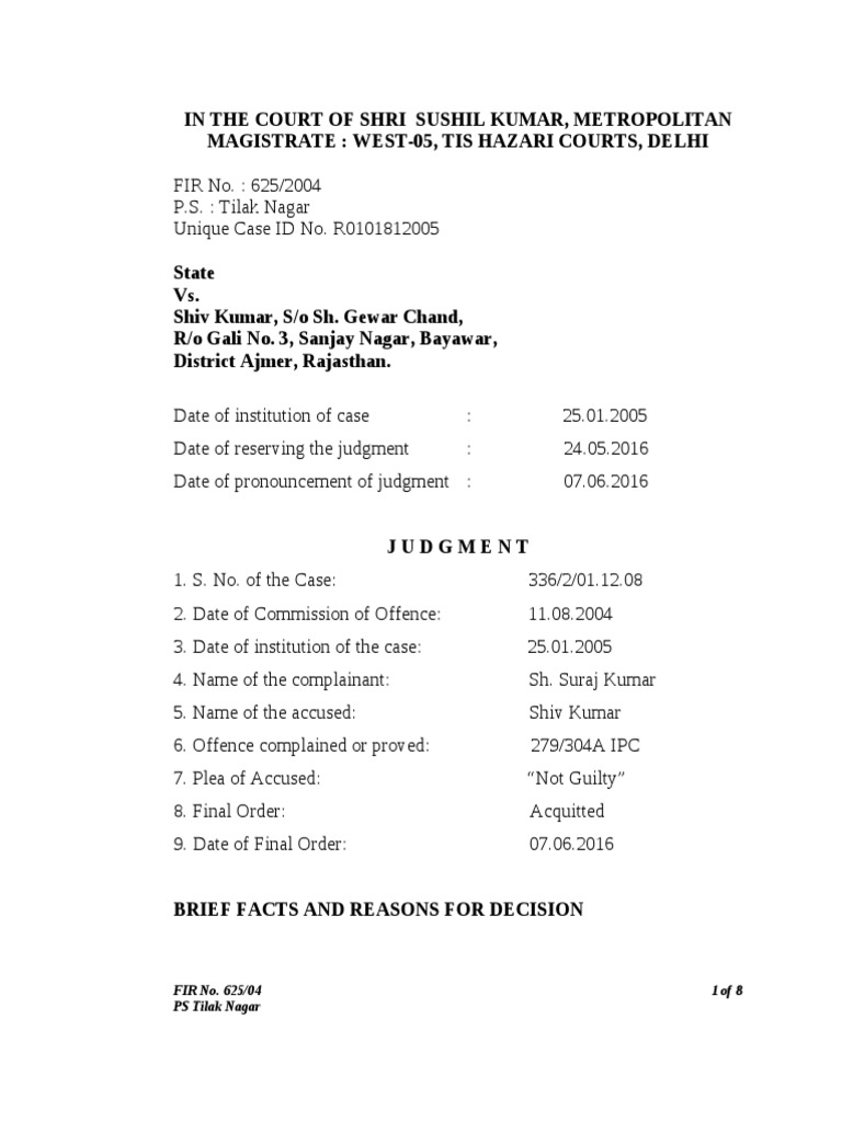 Acquittal in Rash Driving Case | PDF | Circumstantial Evidence | Burden ...