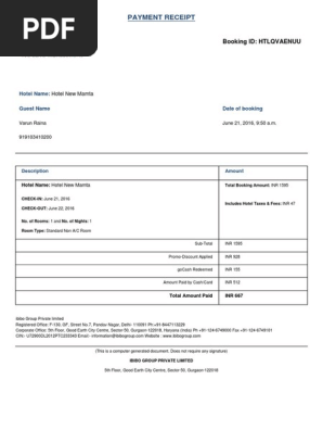 Hotel Payment Receipt Ht Lq Vae Nuu