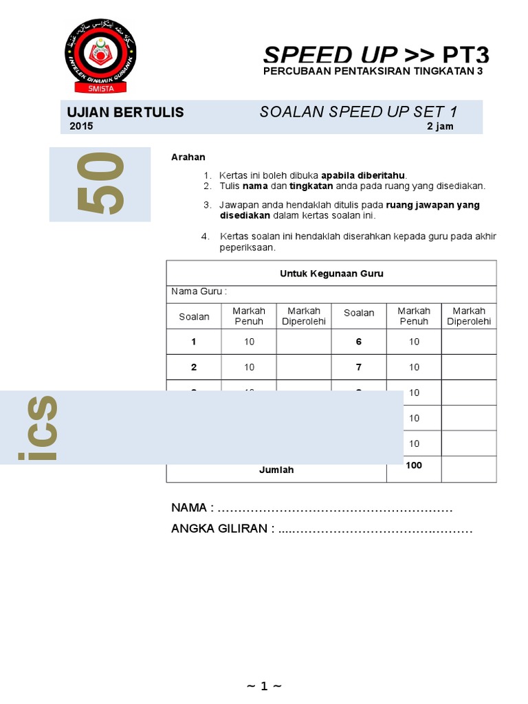 Spped Up Set 1 Pt3 2015-Matematik