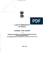 Law Commission Report No. 101 - Freedom of Speech and Expression Under Article 19 of The Constitution