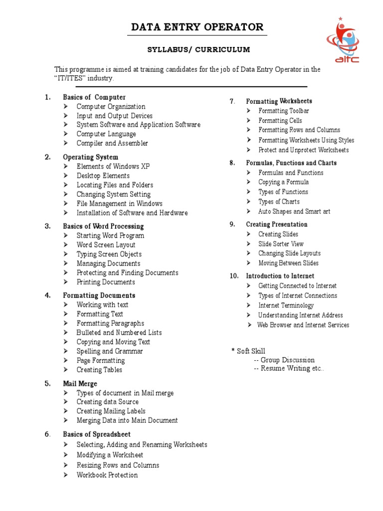 DEO Syllabus PDF Worksheet Page Layout