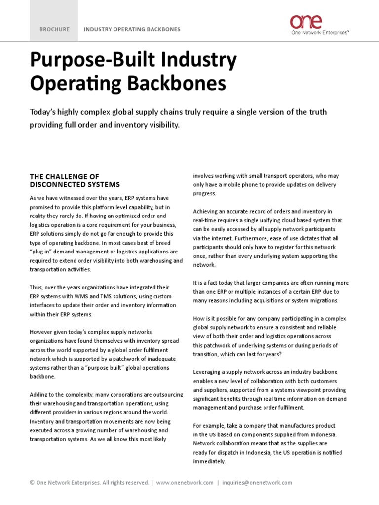 Industry Operating Backbones | PDF | Logistics | Enterprise Resource ...