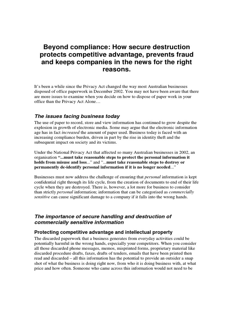 Beyond Compliance Pdf Identity Theft Privacy