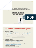 Indicios de Calidad de Las Publicaciones Científicas: Acreditación ANECA. 2016. Prácticas.