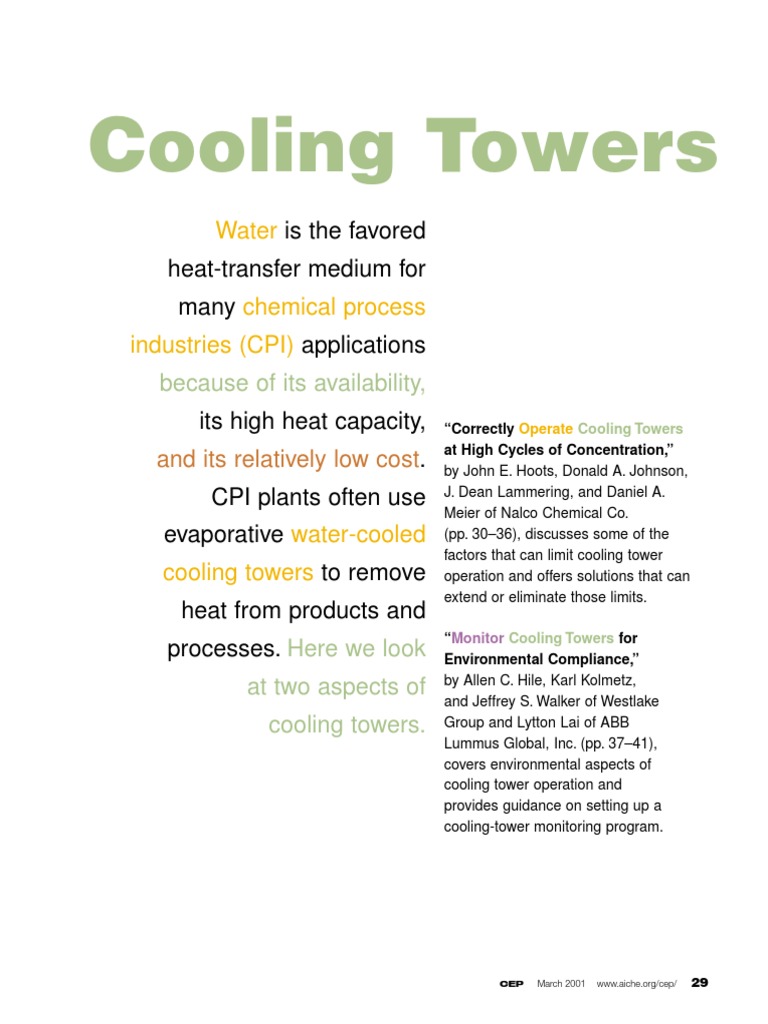 Cooling Tower Operation and Efficiency | PDF | Water Supply Network | Water
