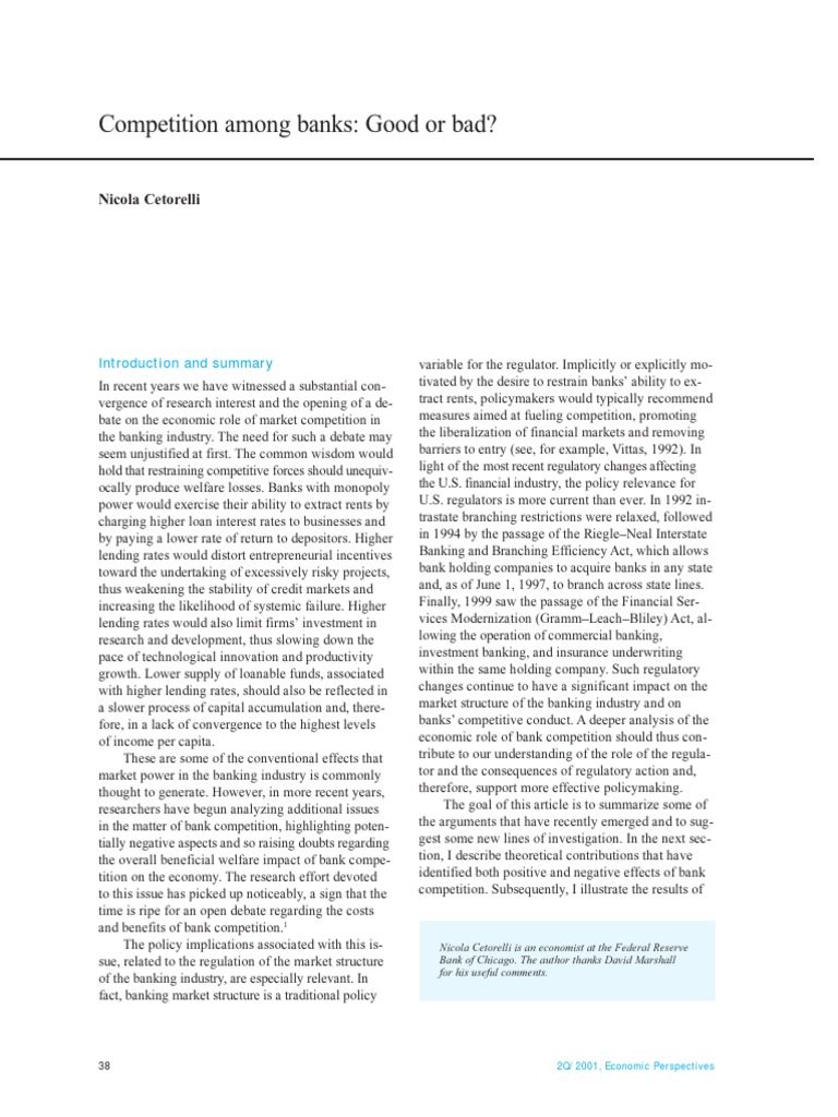 Impact of Bank Competition on Economy | PDF | Banks | Economic Growth