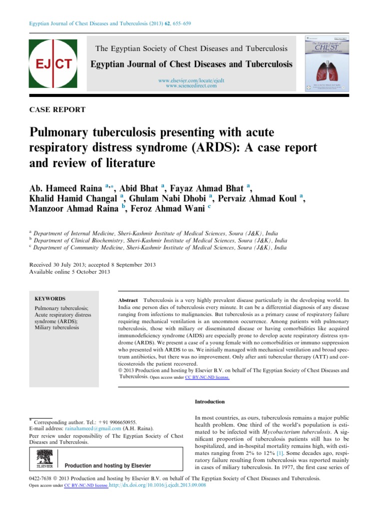 Pulmonary Tuberculosis Presenting With Acute Respiratory Distress ...