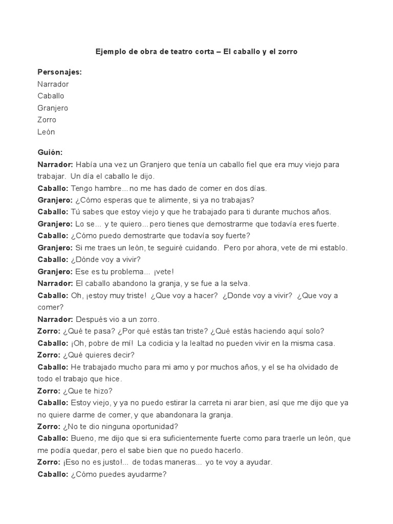Ejemplo de Obra de Teatro Corta | PDF | León | Narración