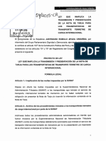 PROYECTO DE LEY N° 5354  LEY QUE INAPLICA LA TRANSMISIÓN Y PRESENTACIÓN DE LA NOTA DE TARJA PARA LOS TRANSPORTISTAS DE TRANSPORTE TERRESTRE DE CARGA INTERNACIONAL