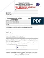 Solicitação de Placas Acrílicas Transparentes.