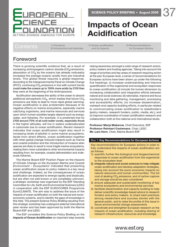Acidic seas: how carbon dioxide is changing the oceans answer key picture