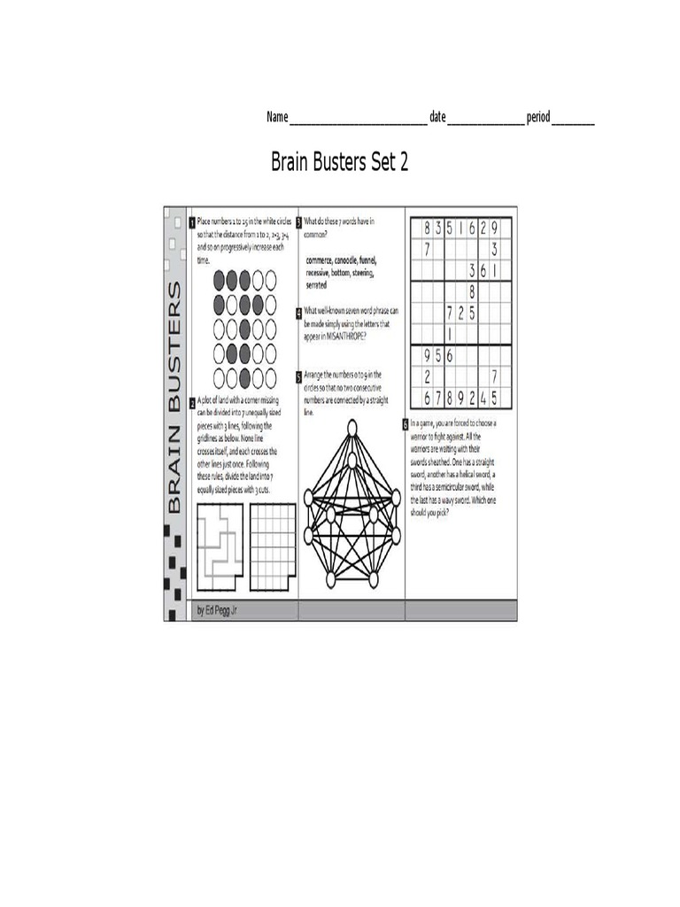 Brain Busters Set 2 Activities | PDF