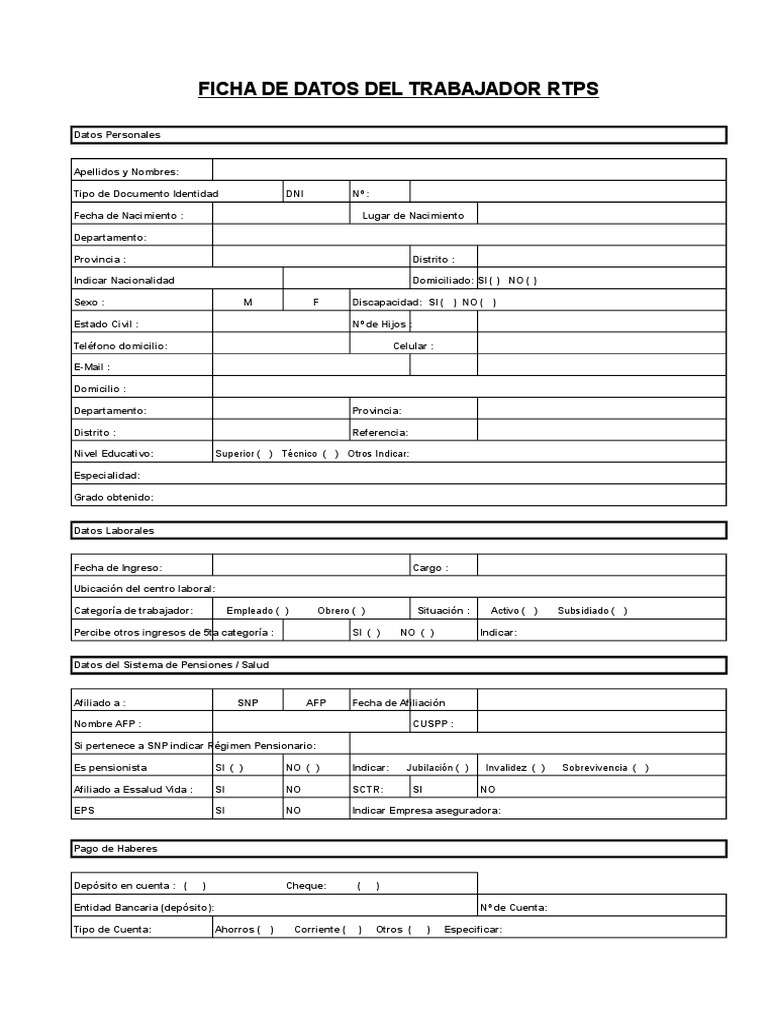 Ficha Rtps | PDF | Pensión | Labor