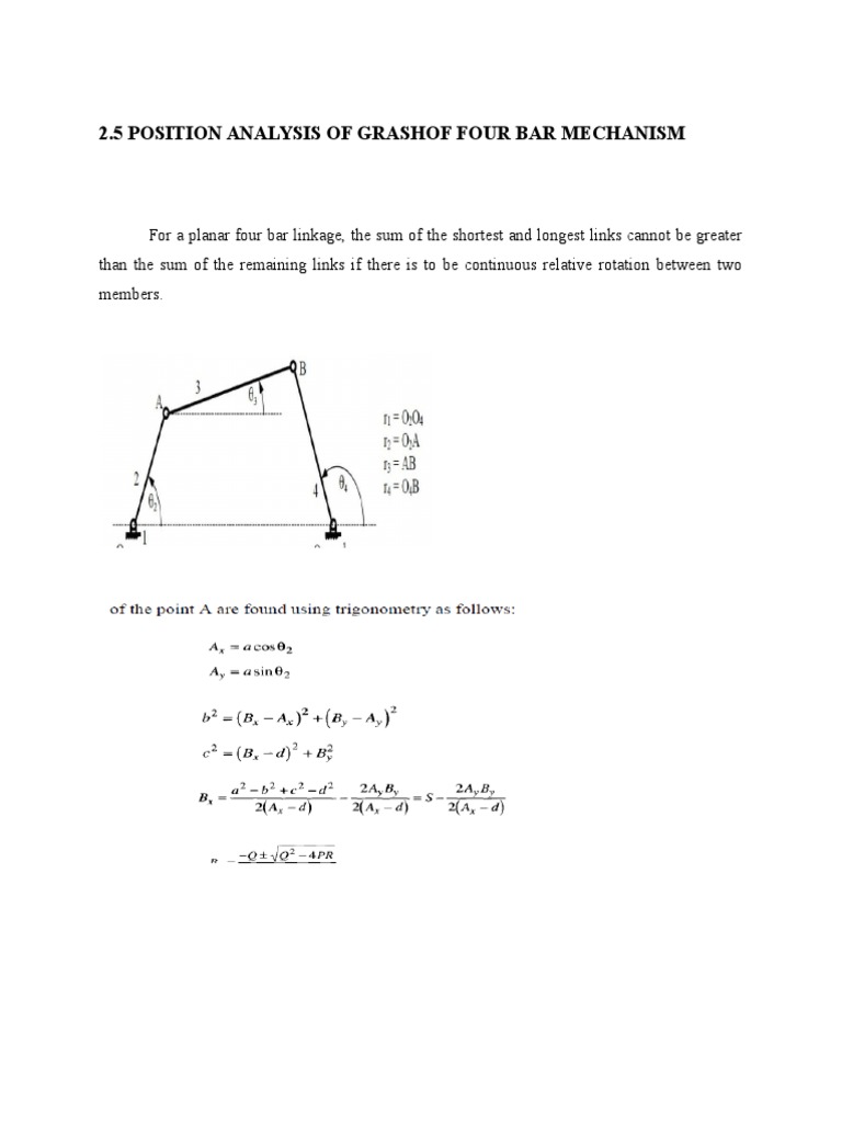 POSITION ANALYSIS OF GRASHOF FOUR BAR MECHANISM