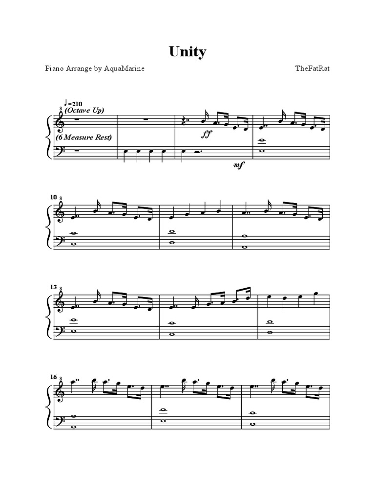 Fat Rat Unity Sheet Music , Unity-TheFatRat- Free Piano Sheet Music ...