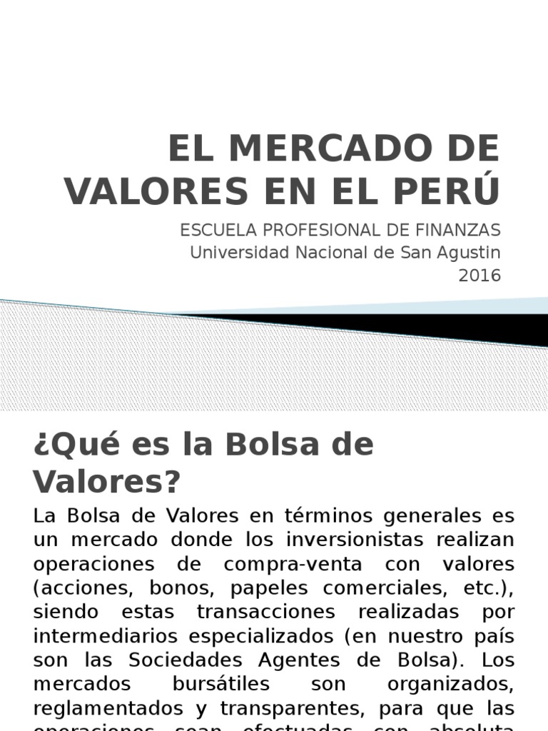 Mercado de Valores en Perú: Claves y Estructura | PDF | Bolsa ...