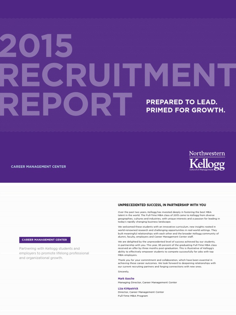 Kellogg RecruitmentReport 2015 Cmcweb PDF PDF Internship Job Hunting