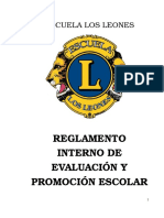 REGLAMENTO INTERNO DE EVALUACION Leones 2014