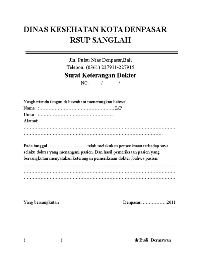 Contoh Surat Dokter