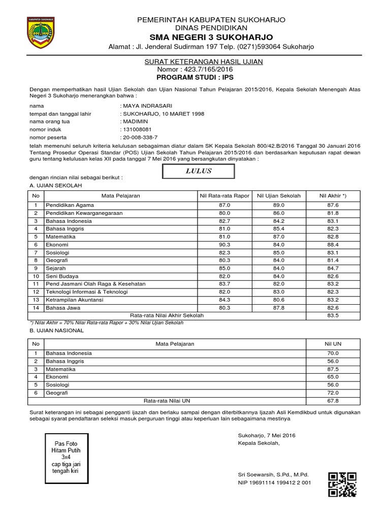 Contoh Format Skhun | PDF | Karier & Perkembangan
