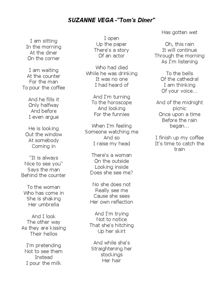 Suzanne VegaTom's Diner PDF