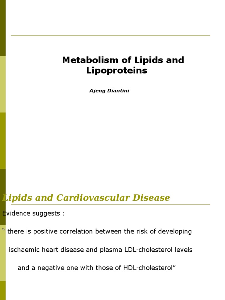 Lipid Metabolism for Health Experts | PDF | Lipoprotein | High Density ...