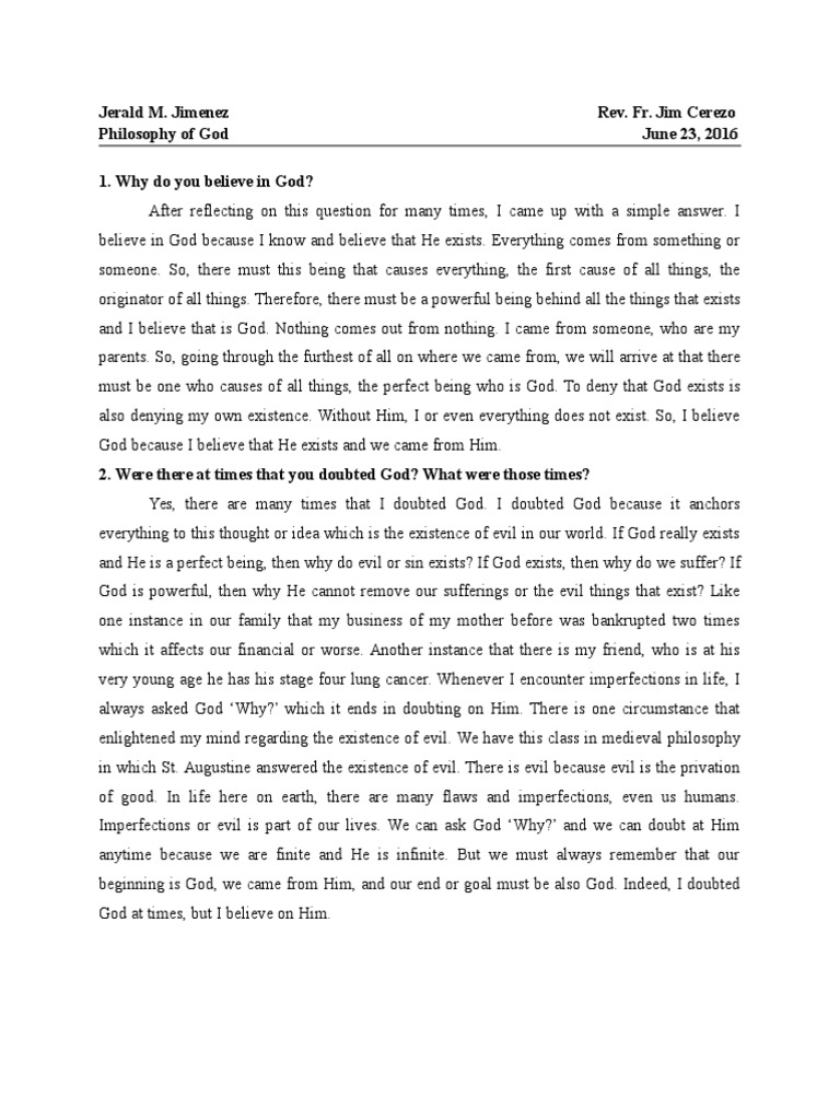 Belief in God: Doubts and Understanding | PDF | Self-Improvement | Wellness