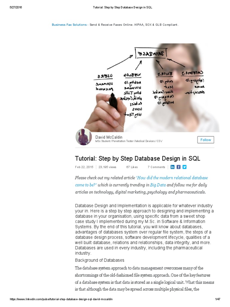 Tutorial - Step by Step Database Design in SQL | PDF | Data Model ...