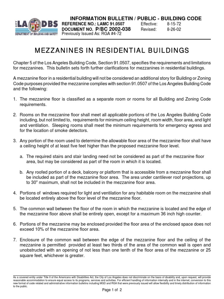 Mezzanines In Residential Buildings Ib P Bc2002 038 Pdf