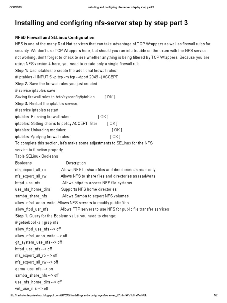 Configuring NFS Server on RHEL 8 | PDF
