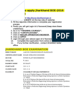 Procedure To Apply Jharkhand BOE-2016 Examination