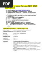 Procedure To Apply Jharkhand BOE-2016 Examination