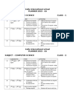 India International School PLANNER 2015 - 16 Subject - Computer Science Class - 1
