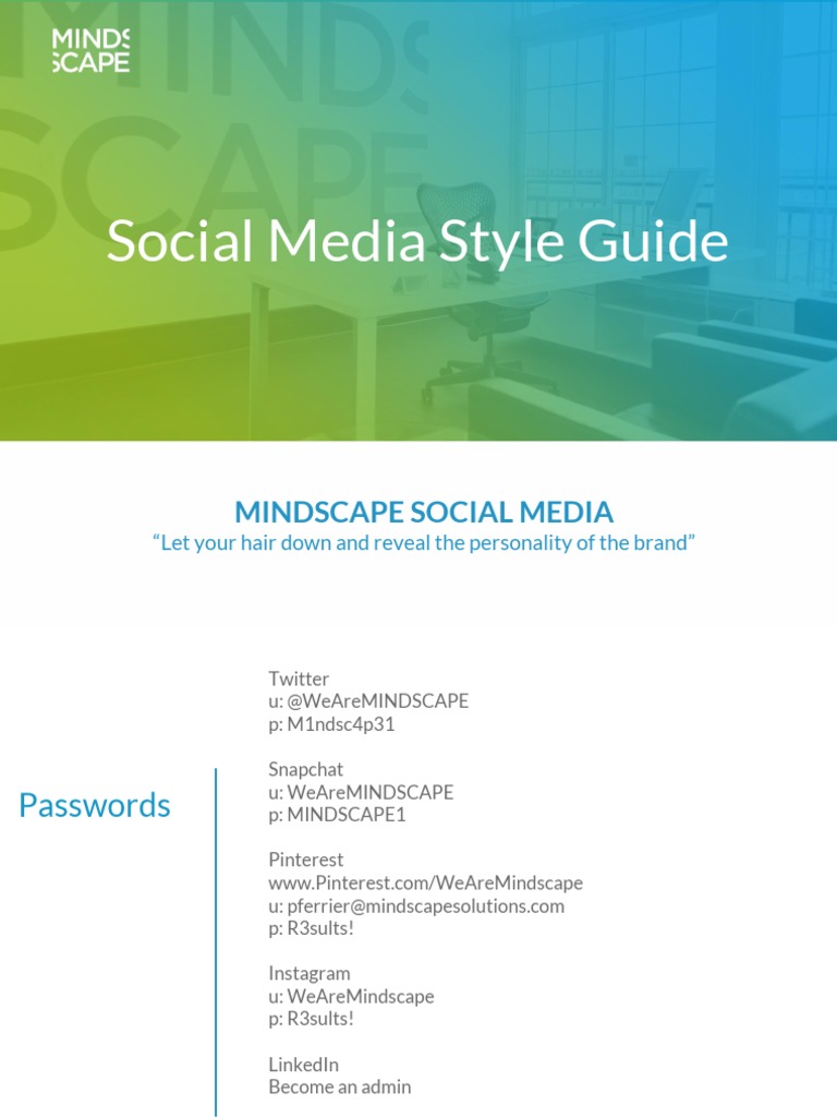 Social Media Style Guide for MINDSCAPE | PDF | Twitter | Pinterest