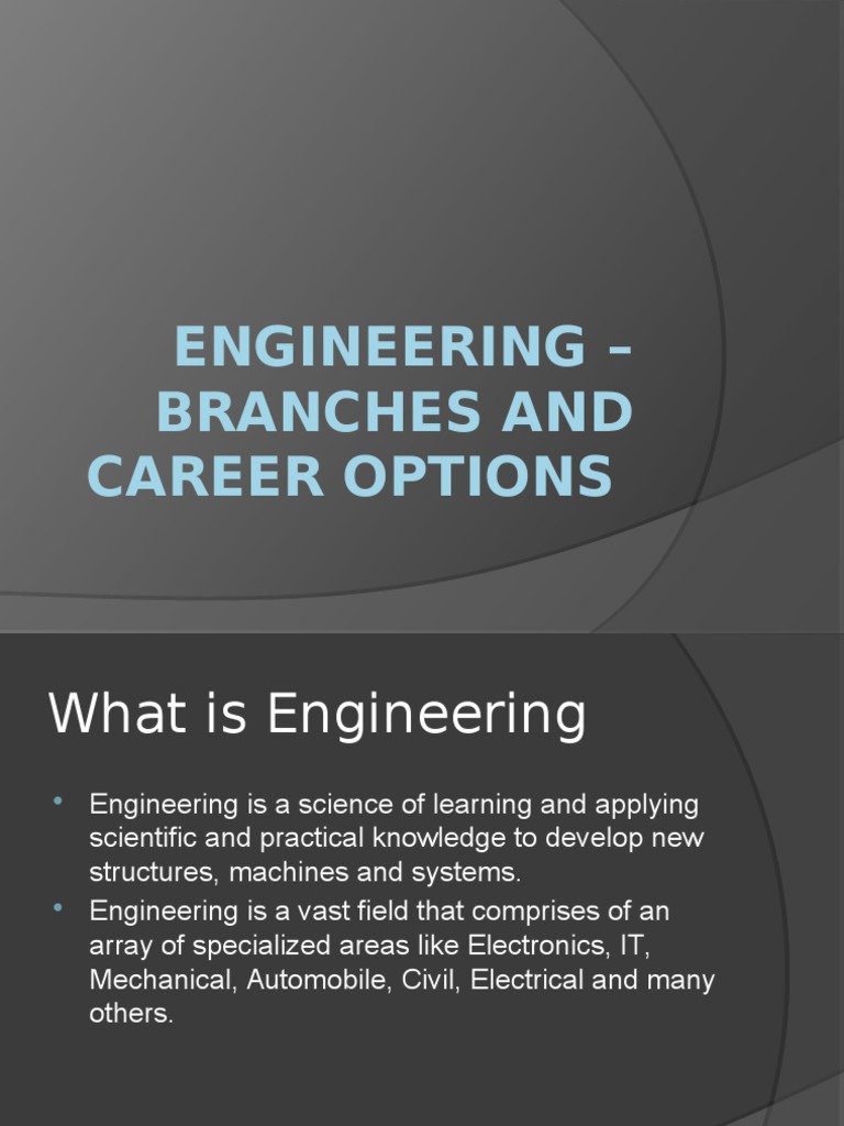 A Comprehensive Guide to Engineering Branches and Career Options PDF Engineering Electronics