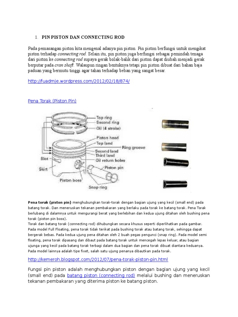 Pin Piston Dan Connecting Rod | PDF