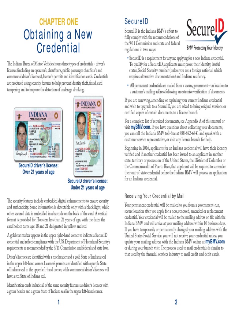 Indiana BMV Credential Requirements | PDF | Driver's License | Driving