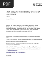 Risk and Price in the Bidding Process of Contractors